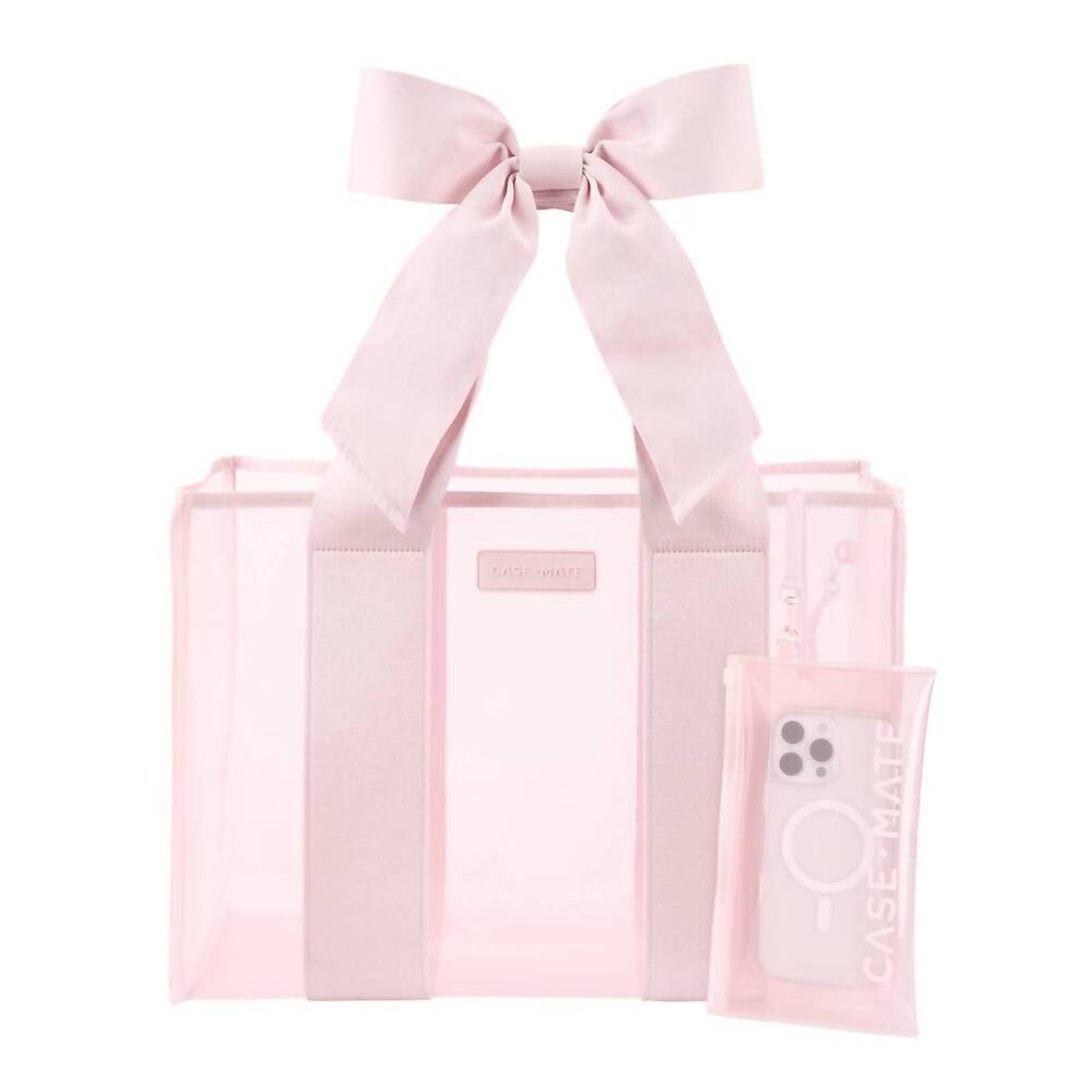 NEW CASE-MATE special edition bow jelly tote bag with phone pouch in pink